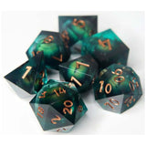 Foam Brain Green Mist Glow In The Dark Sharp Edge Liquid Core 7 Piece Dice Set - Radar Toys