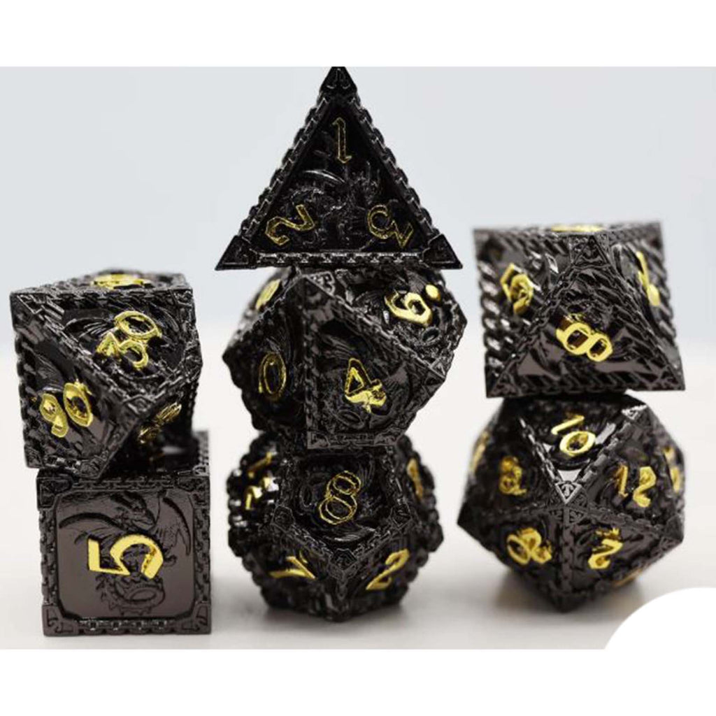 Foam Brain Dragon Essence Night Hollow Metal 7 Piece Dice Set