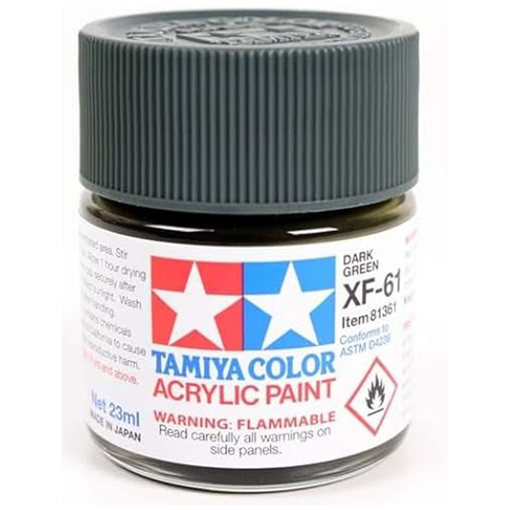Tamiya Color XF-61 Dark Green Flat Acrylic Paint 23mL TAM81361