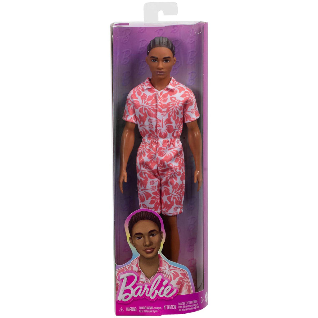 Mattel Barbie Brunette Pink And White Jumpsuit Ken Doll