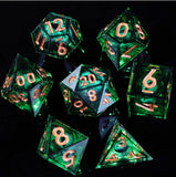 Foam Brain Green Mist Glow In The Dark Sharp Edge Liquid Core 7 Piece Dice Set - Radar Toys