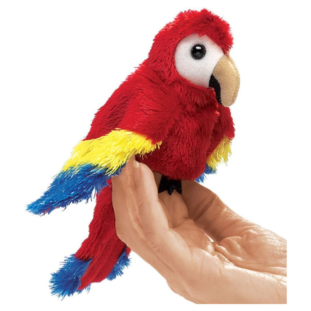 Folkmanis Scarlet Macaw 5 Inch Plush Finger Puppet - Radar Toys