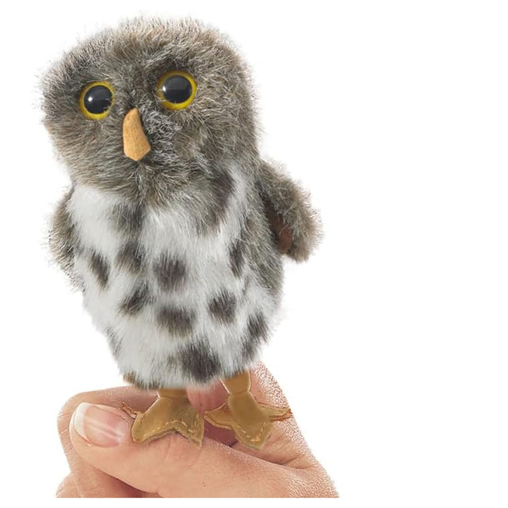 Folkmanis Spotted Owl Mini 4 Inch Plush Finger Puppet - Radar Toys