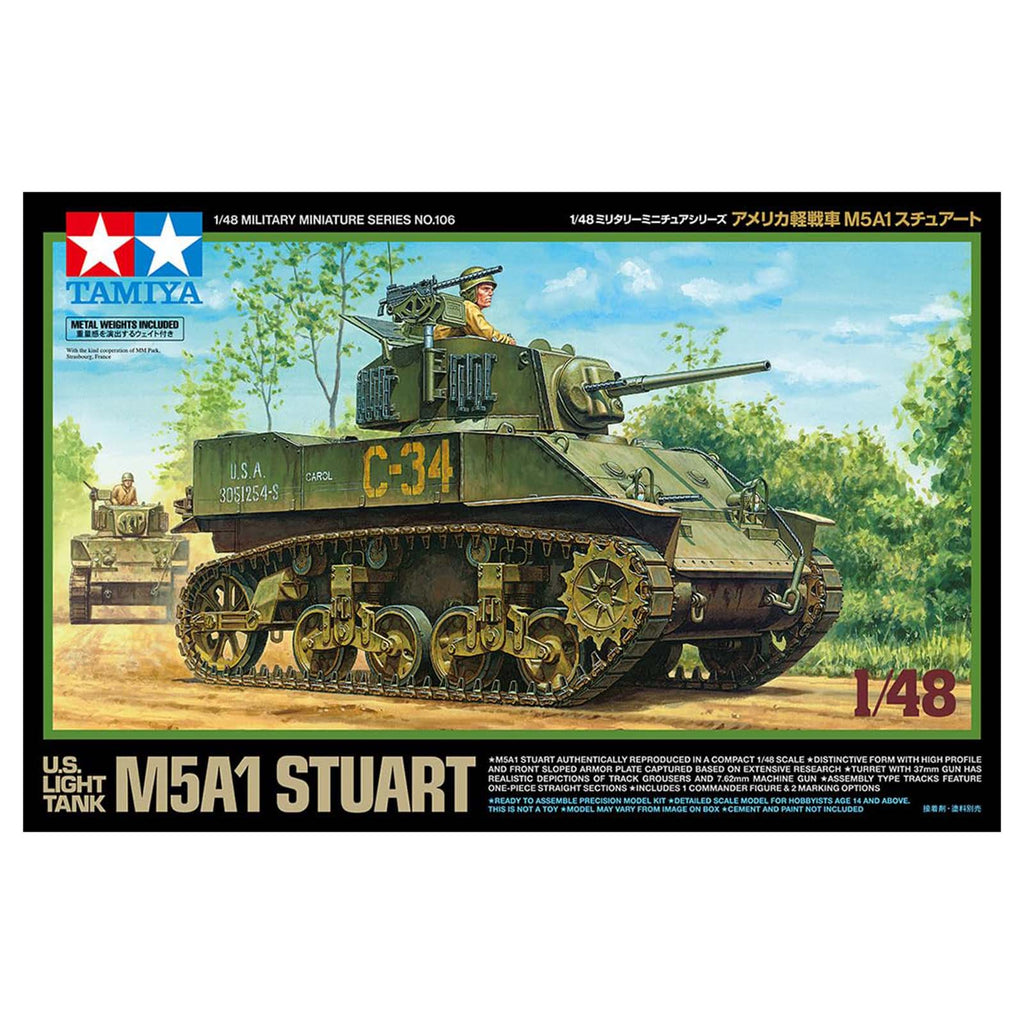 Tamiya US Light Tank M5A1 Stuart 48th Scale Model Kit