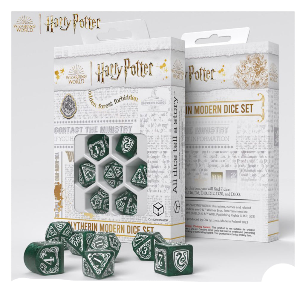 Q-Workshop Harry Potter Slytherin Modern Green 7 Piece Dice Set - Radar Toys