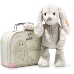 Steiff Hoppie Rabbit Light Grey In Suitcase Plush Set - Radar Toys