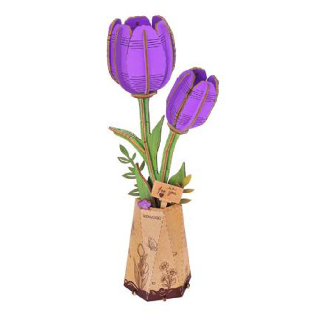Robotime Rowood Purple Tulip Wooden Bloom Craft