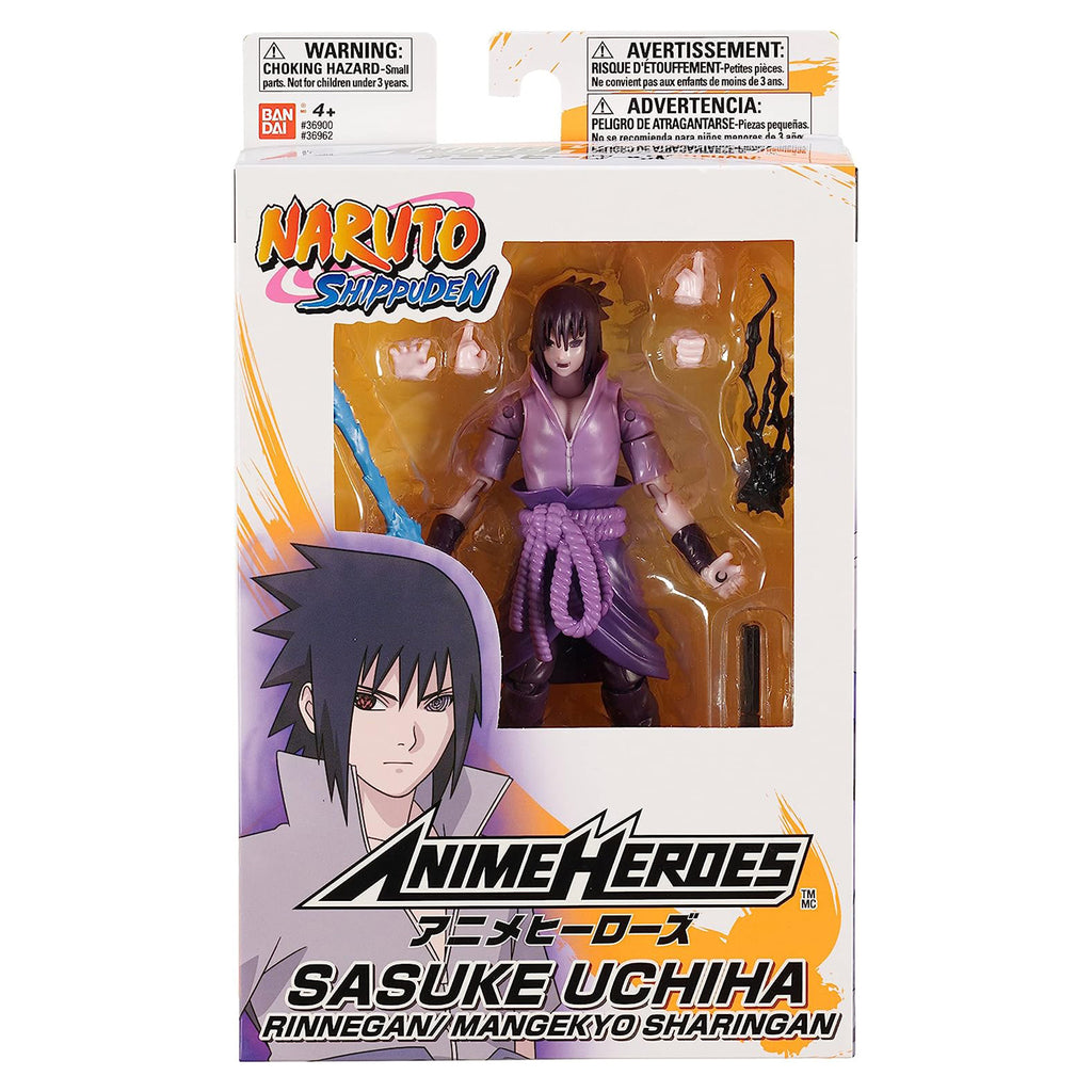 Bandai Anime Heroes Naruto Shippuden Sasuke Uchiha Rinnegan Mangekyo Sharingan Action Figure - Radar Toys