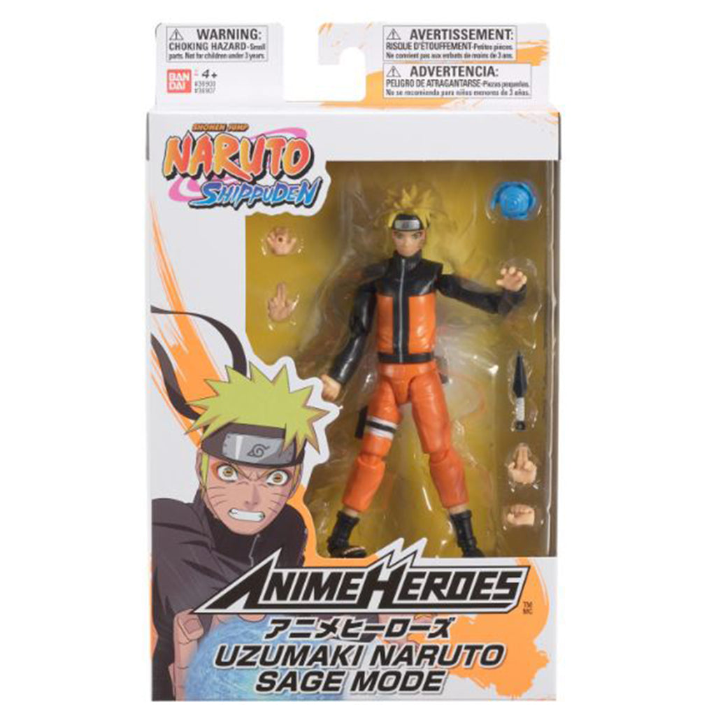 Bandai Anime Heroes Naruto Shippuden Uzumaki Naruto Sage Mode Action Figure - Radar Toys