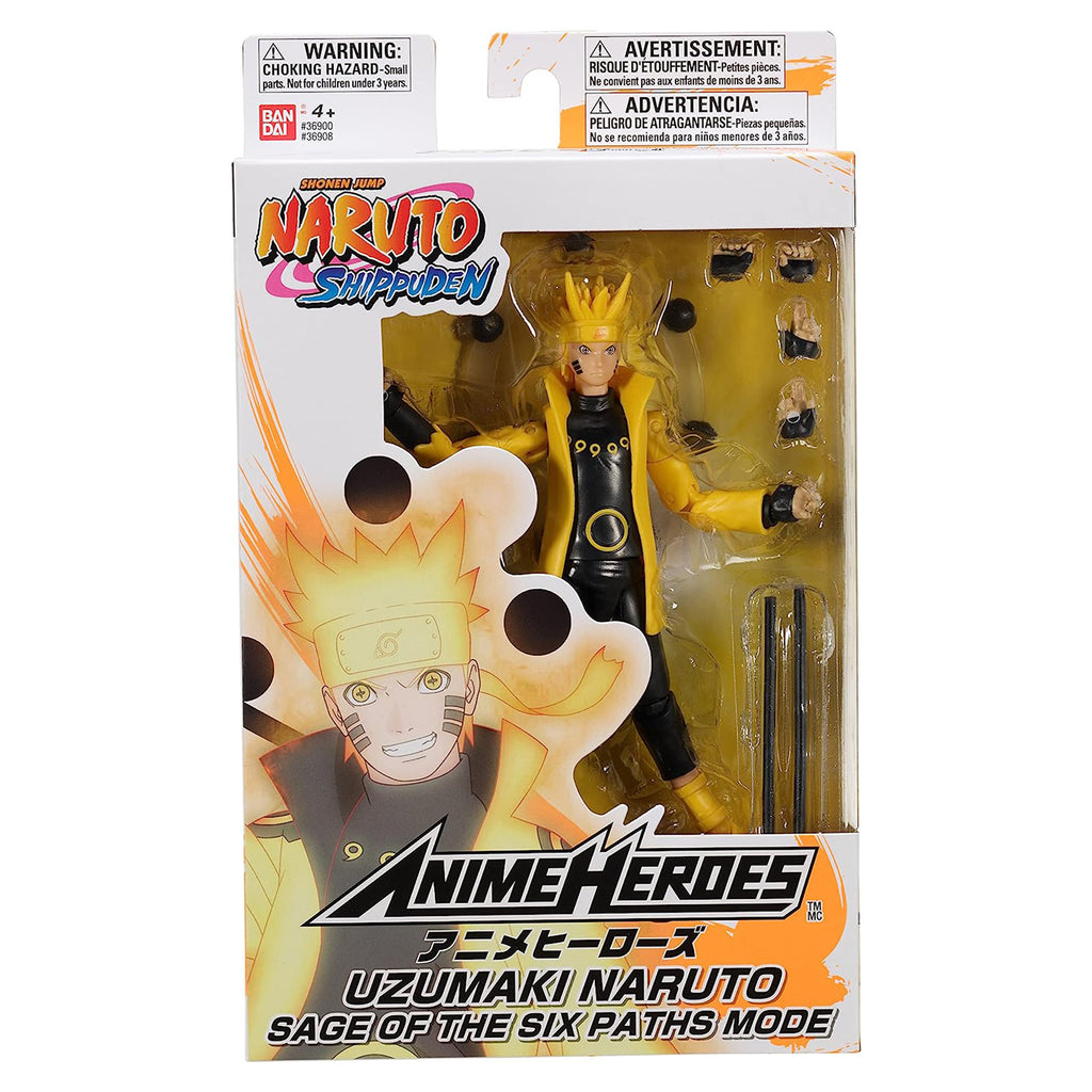 Bandai Anime Heroes Naruto Shippuden Naruto Uzumaki Sage Of The Six Paths Mode Action Figure - Radar Toys