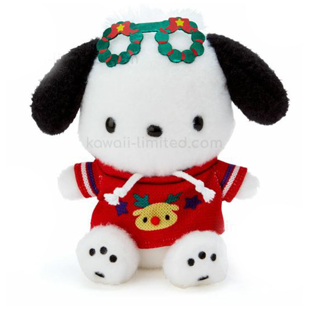 Sanrio Original Pochacco Christmas Sweater 7 Inch Plush Figure