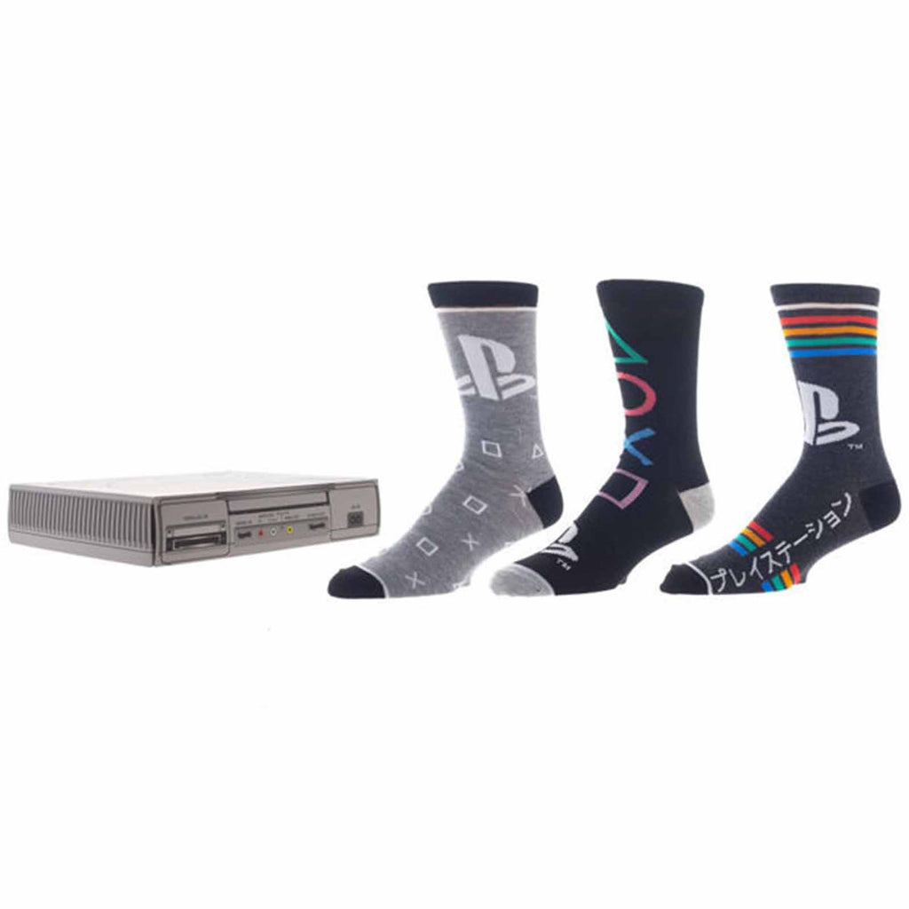 Bioworld Playstation Classic 3 Pair Crew Socks