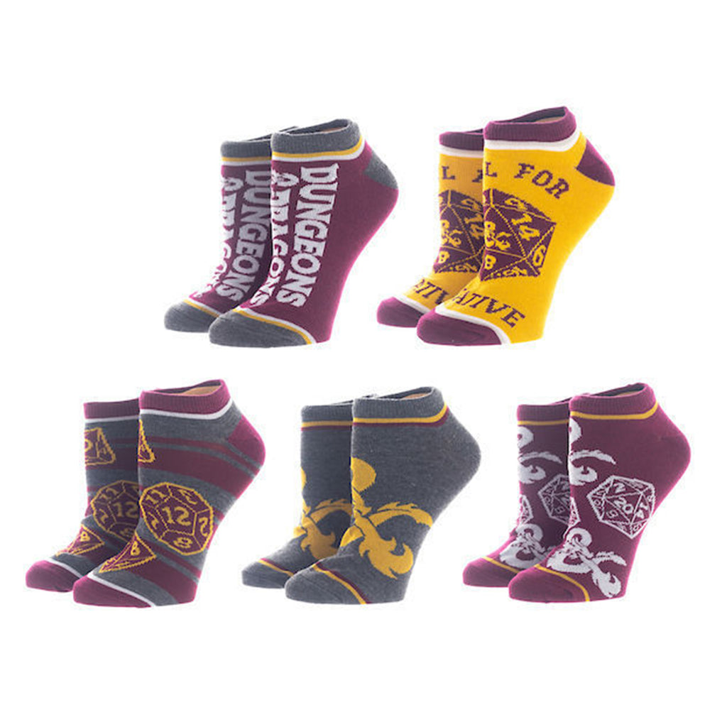Bioworld Dungeons And Dragons Classic 5 Pairs Youth Ankle Socks