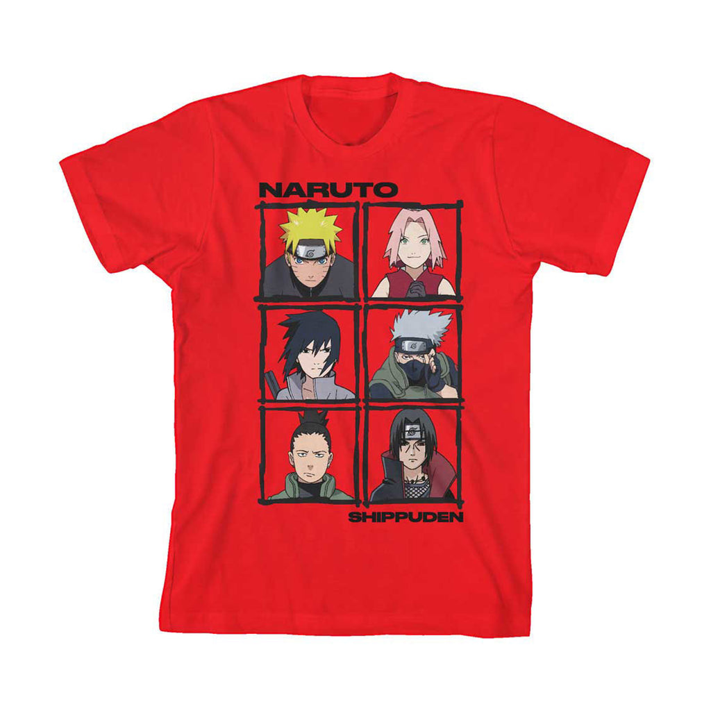 Bioworld Naruto Square Up Characters Red T-Shirt