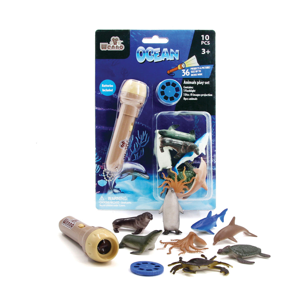Wenno Ocean Animals Image Projection 8 Piece Figure Set