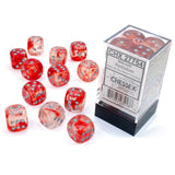 Chessex 7 Set Polyhedral Dice Nebula Red Silver D6 Luminary CHX27754 - Radar Toys