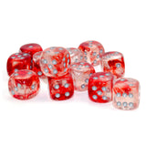 Chessex 7 Set Polyhedral Dice Nebula Red Silver D6 Luminary CHX27754 - Radar Toys