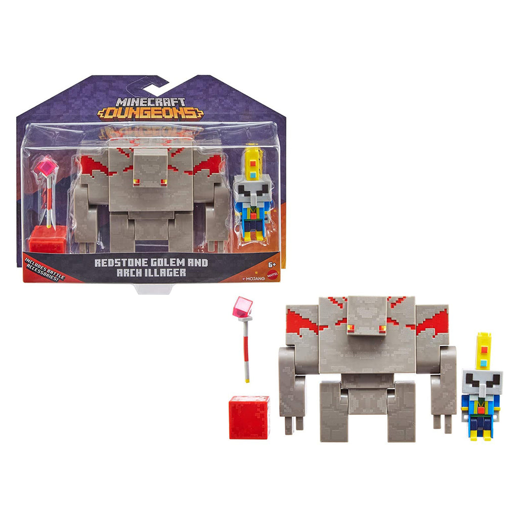 Minecraft Redstone Golem And Arch Illager Action Figure Set