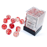 Chessex 12mm D6 Set Dice 36 Count Nebula Red Silver Luminary CHX 27954 - Radar Toys
