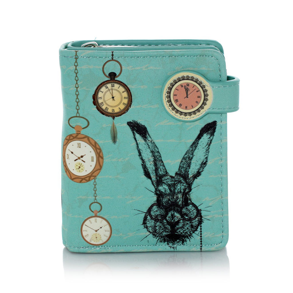 Shagwear Teal Pocket Watch Rabbit Small Wallet