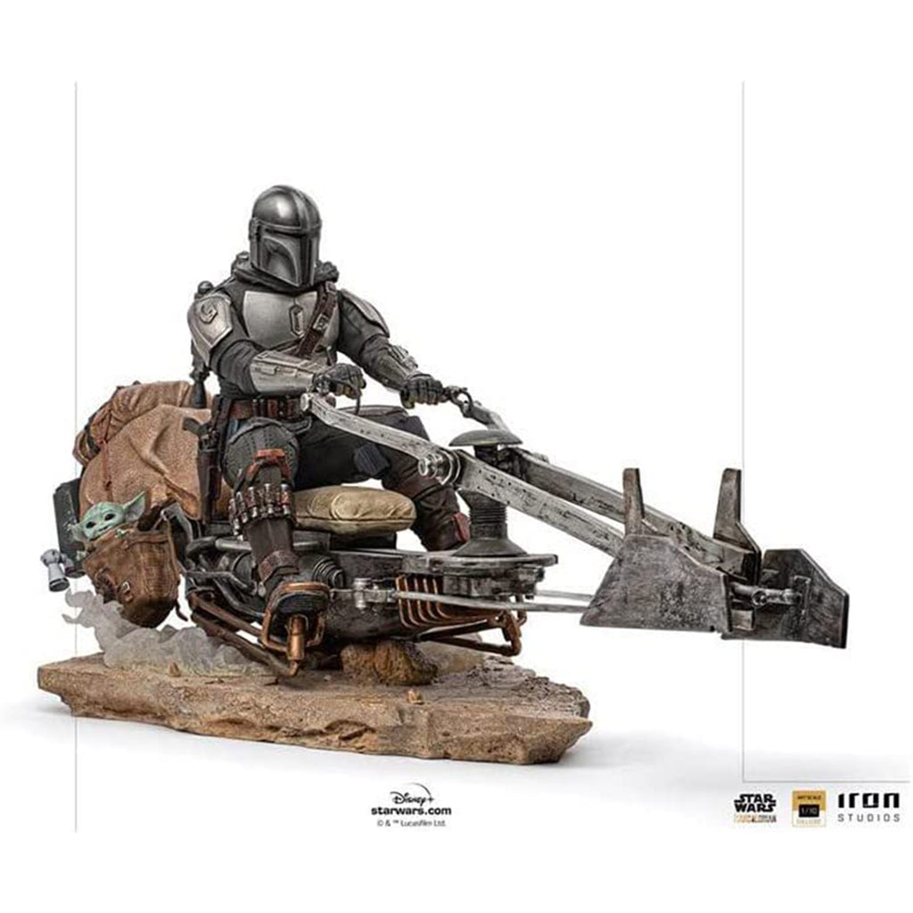 Iron Studios Star Wars The Mandalorian On Speederbike Deluxe Tenth Scale Figure