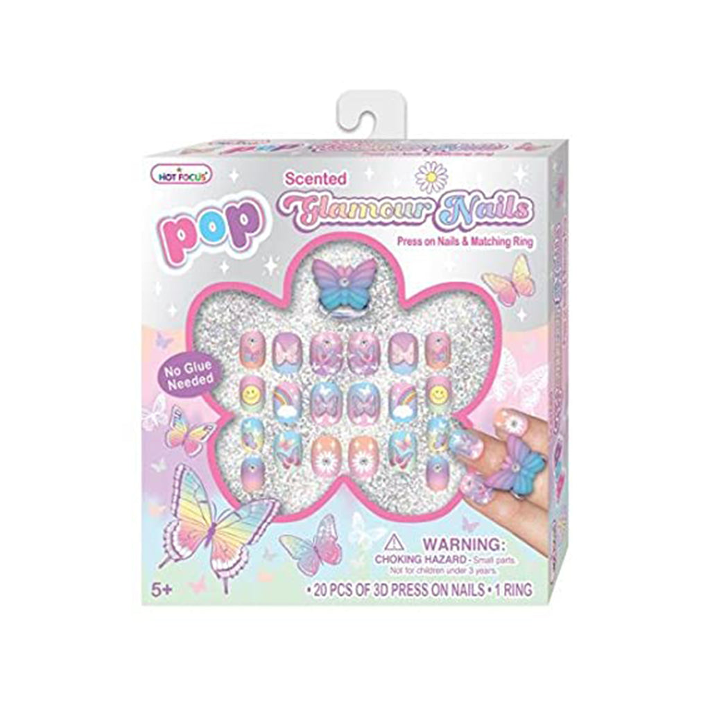 Hot Focus Scented Pop Glamour Nails Tie Dye Butterfly Set