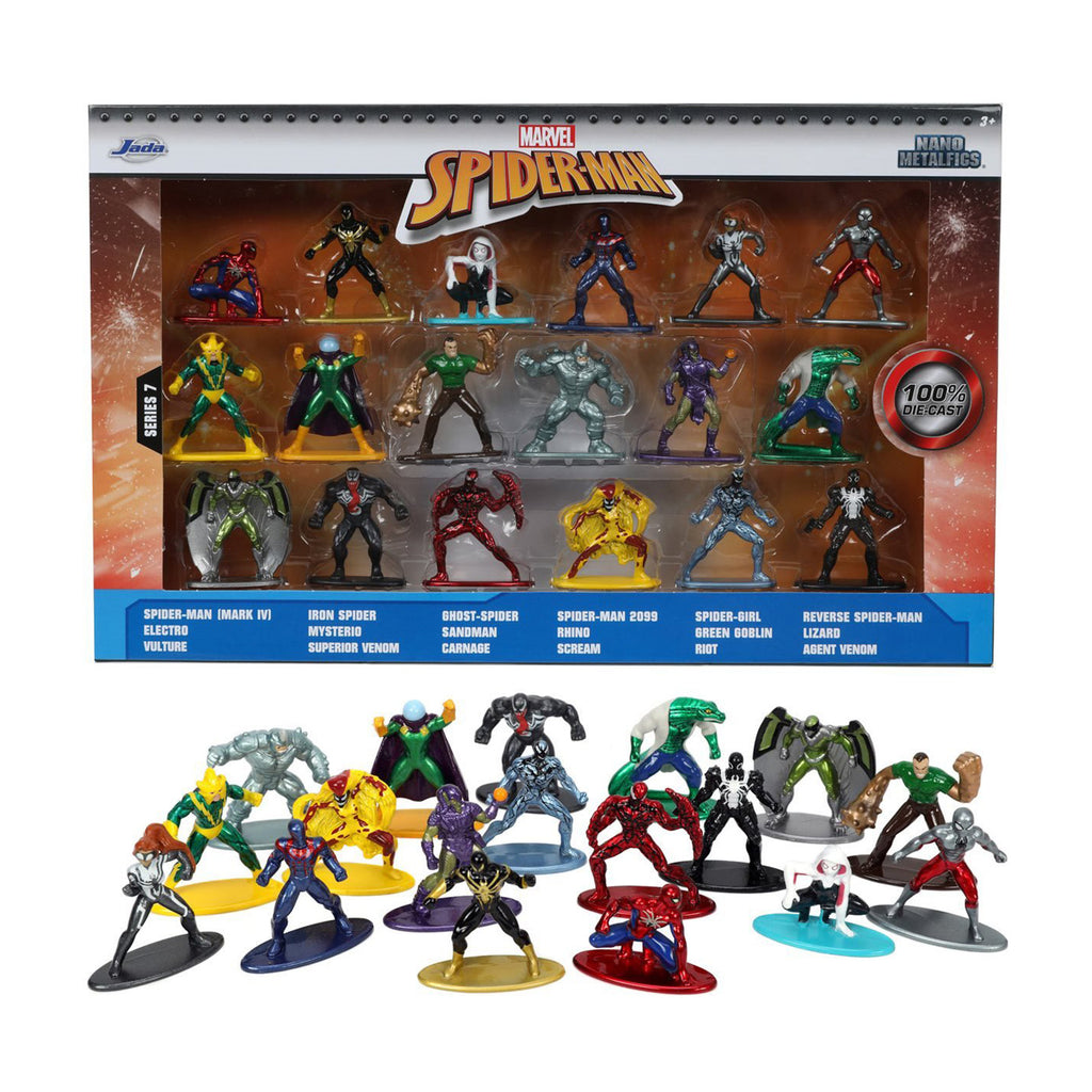 Jada Toys Nano Minifigs Marvel Spider-Man Wave 7 Set Of 18 Diecast Mini Figures