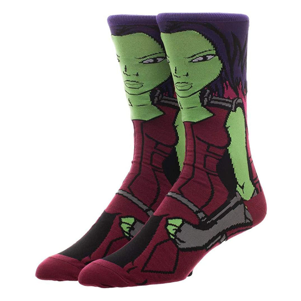 Bioworld Guardians Of The Galaxy Gamora 360 Character Single Pair Men's Crew Socks