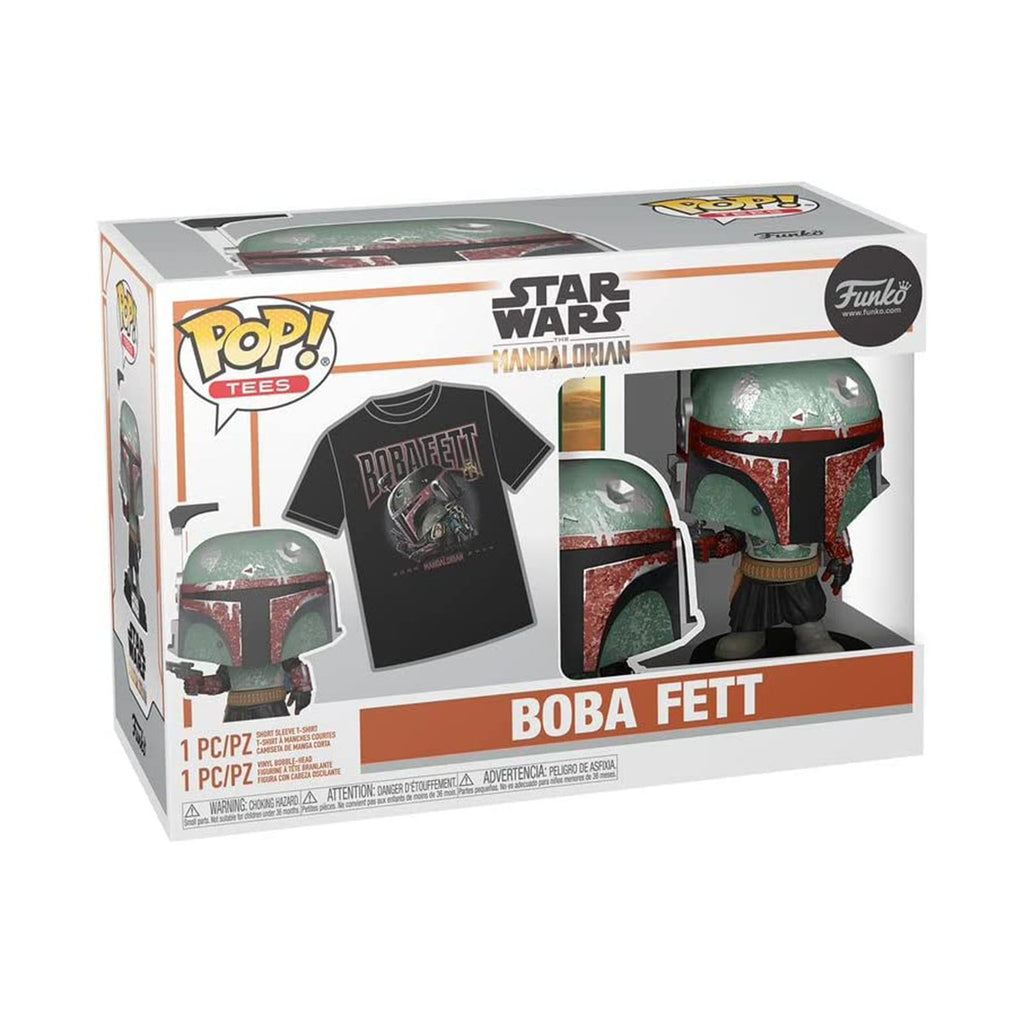Funko Star Wars The Mandalorian POP Boba Fett Shirt XL And Figure Set