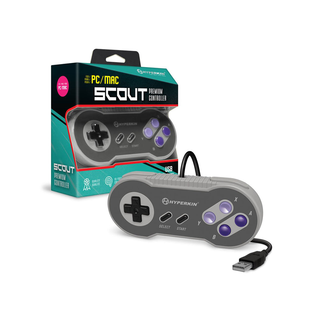 Hyperkin Scout Premium SNES Gray USB Wired Controller - Radar Toys