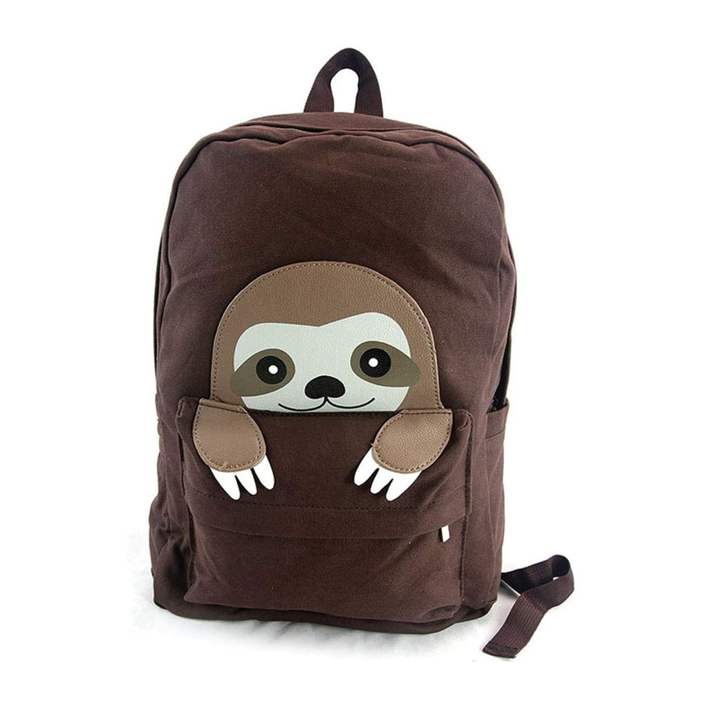 Peeking Baby Sloth Brown Canvas Backpack