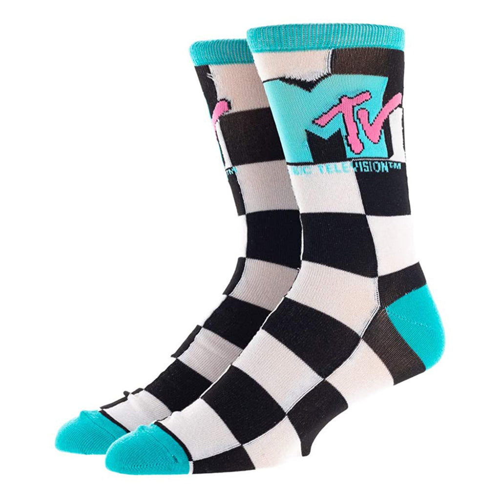 Bioworld MTV Logo Checkers Single Pair Men's Crew Socks