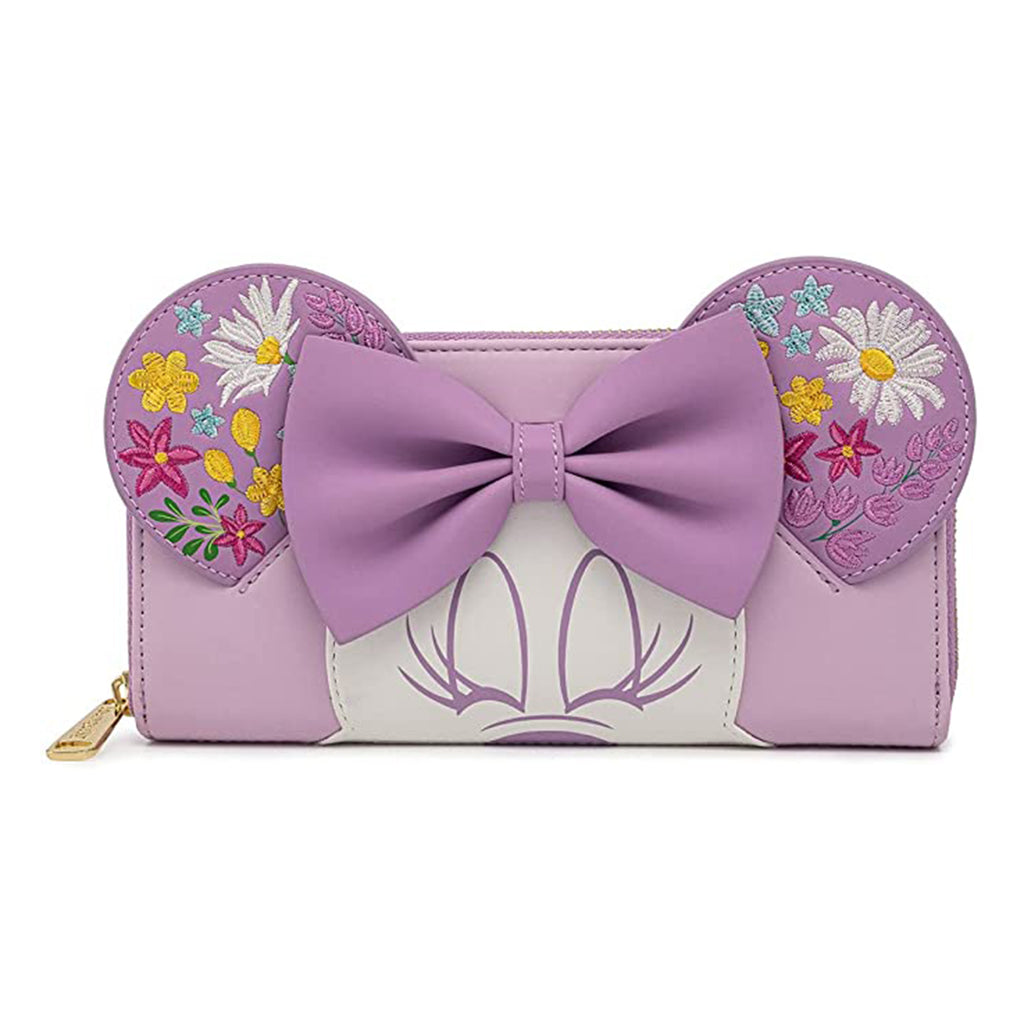 Loungefly Disney Minnie Mouse Holding Flowers Zip Around Wallet