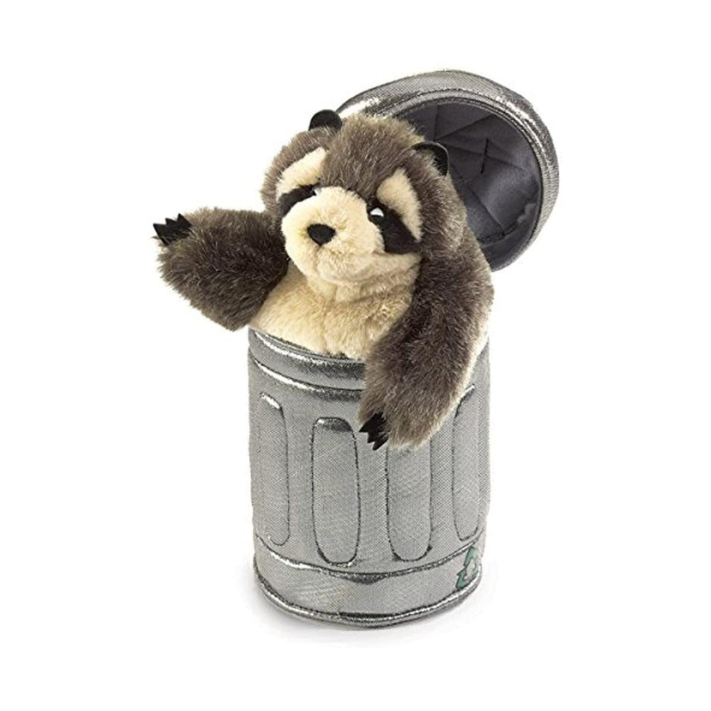 Folkmanis Raccoon In A Garbage Can Puppet Plush Figure