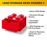 LEGO® Storage 4-Stud Desk Drawer Brick Red Storage Container - Radar Toys
