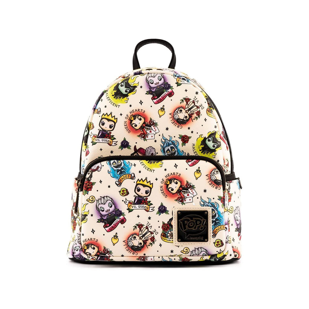 Loungefly Disney Villains Characters Tattoo All Over Print Mini Backpack