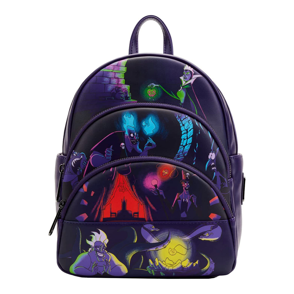 Loungefly Disney Villains Triple Pocket Glow In The Dark Backpack