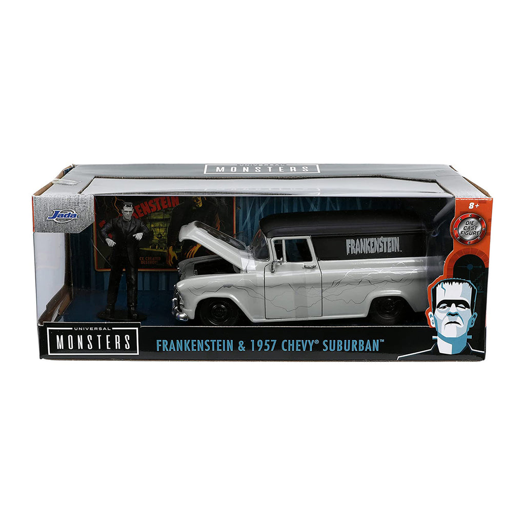 Jada Toys Universal Monsters Frankenstein And 1957 Chevy Suburban 1:24 Diecast Set