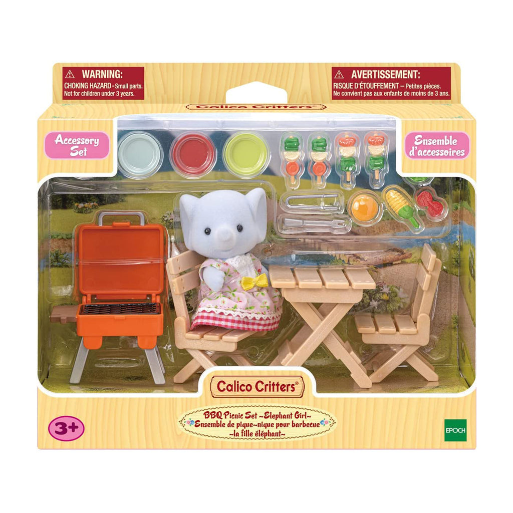 Calico Critters BBQ Picnic Miriam Bubblebrook Elephant Girl Figure Accessory Set