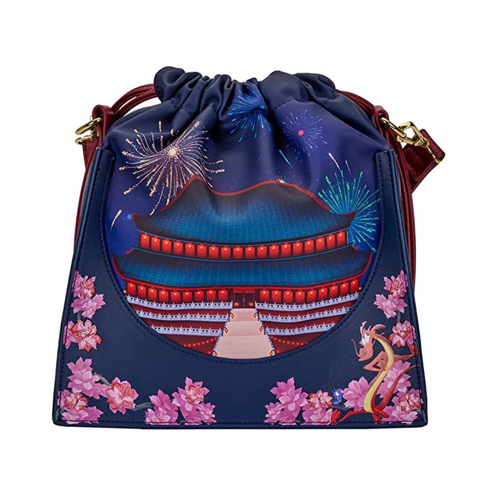 Loungefly Disney Mulan Castle Cinch Sack Crossbody Bag Purse