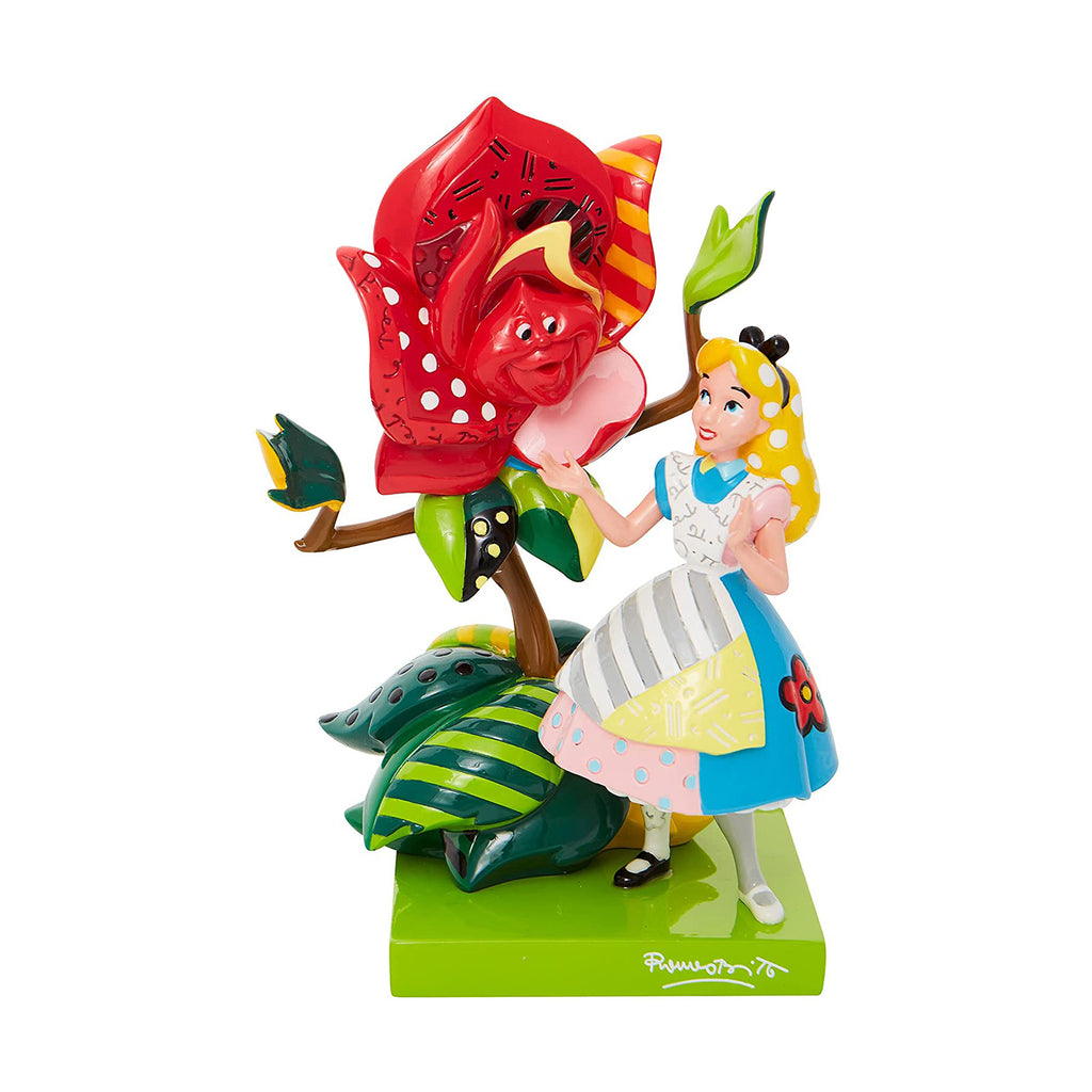 Enesco Disney Britto Alice In Wonderland With Talking Rose Figurine