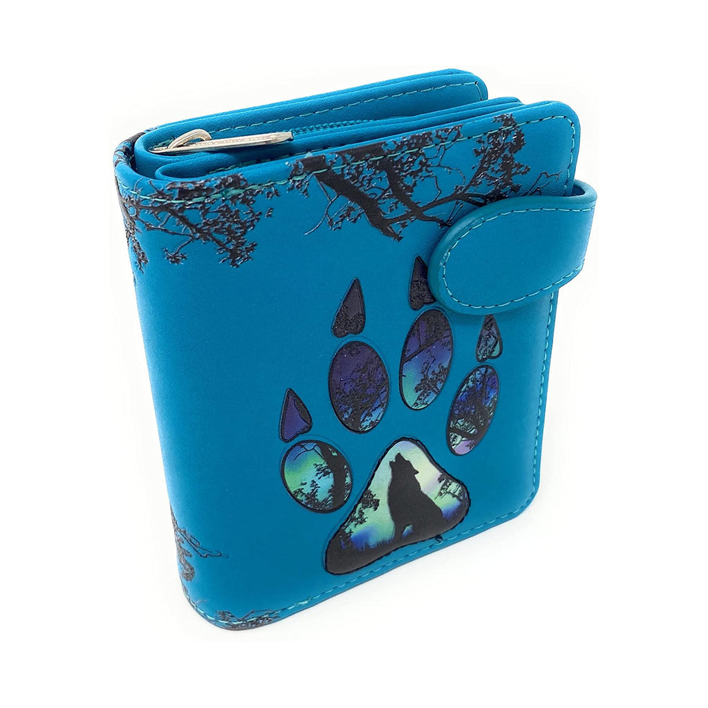 Shagwear Wolf Paw Print Small Teal Zipper Wallet - Radar Toys