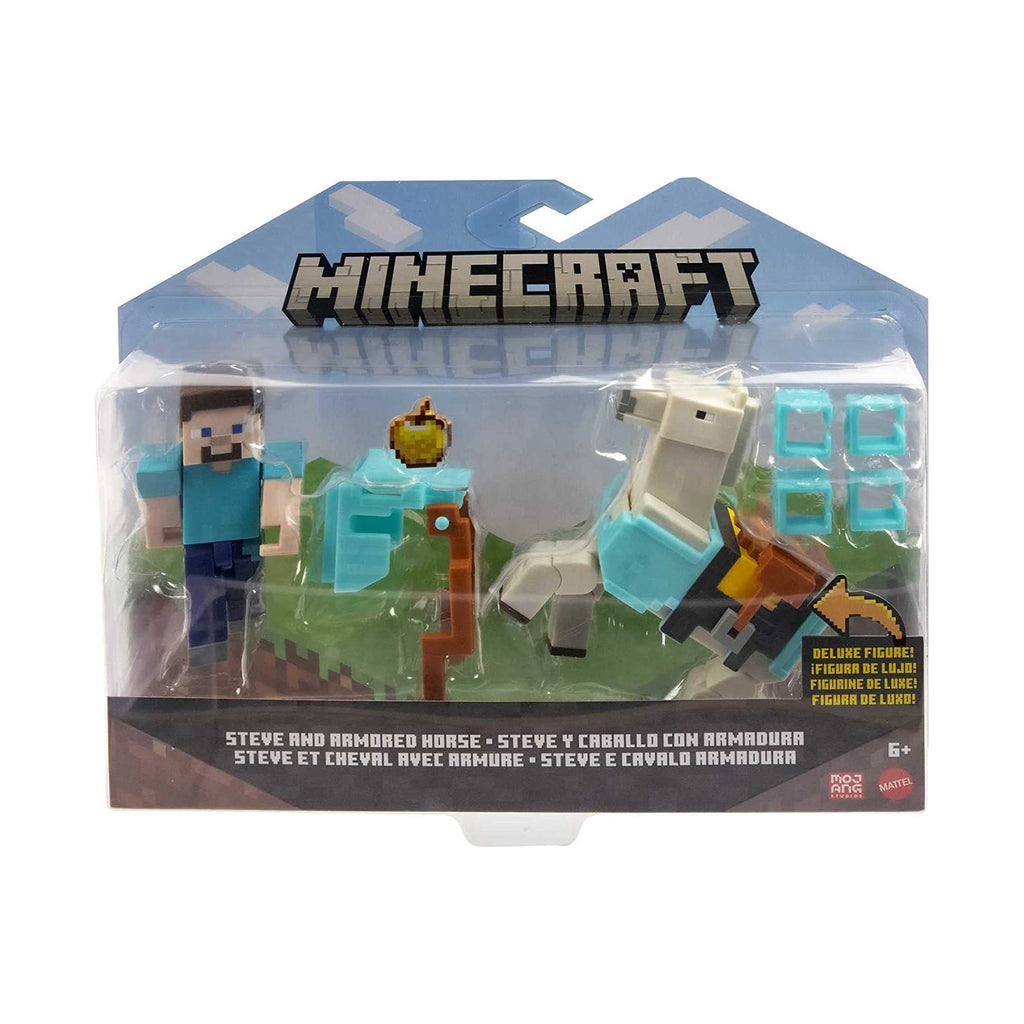 Minecraft Steve And Armored Horse Figure Set