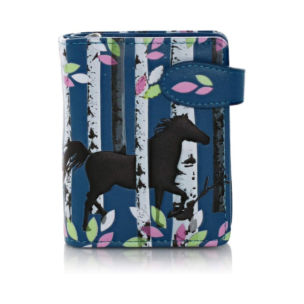 Shagwear Forest Horse Small Navy Blue Zipper Wallet
