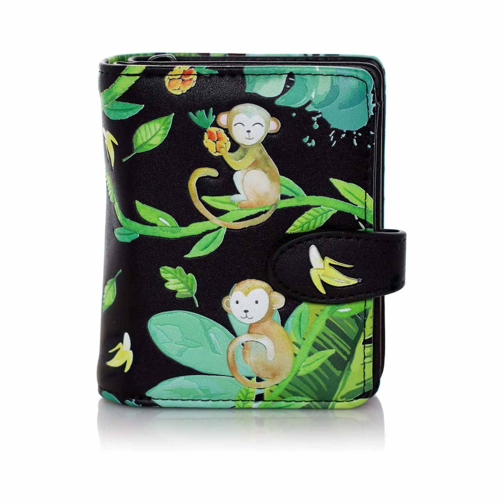 Shagwear Jungle Monkey Small Black Zipper Wallet