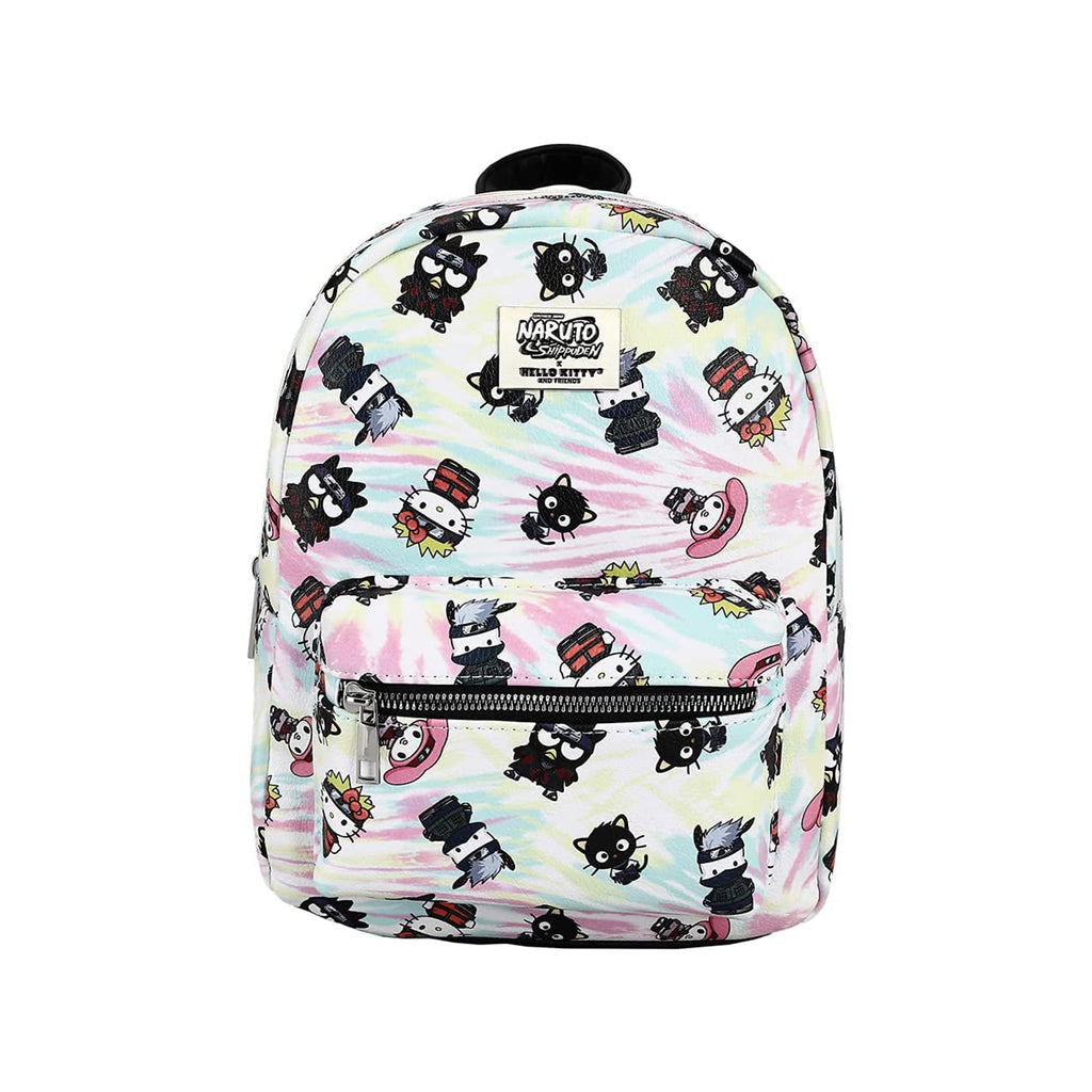 Bioworld Hello Kitty X Naruto Tie Dye Chibi Characters All Over Print Mini Backpack