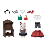 Calico Critters Town Girl Series Tuxedo Cat Fashion Play Set - Radar Toys