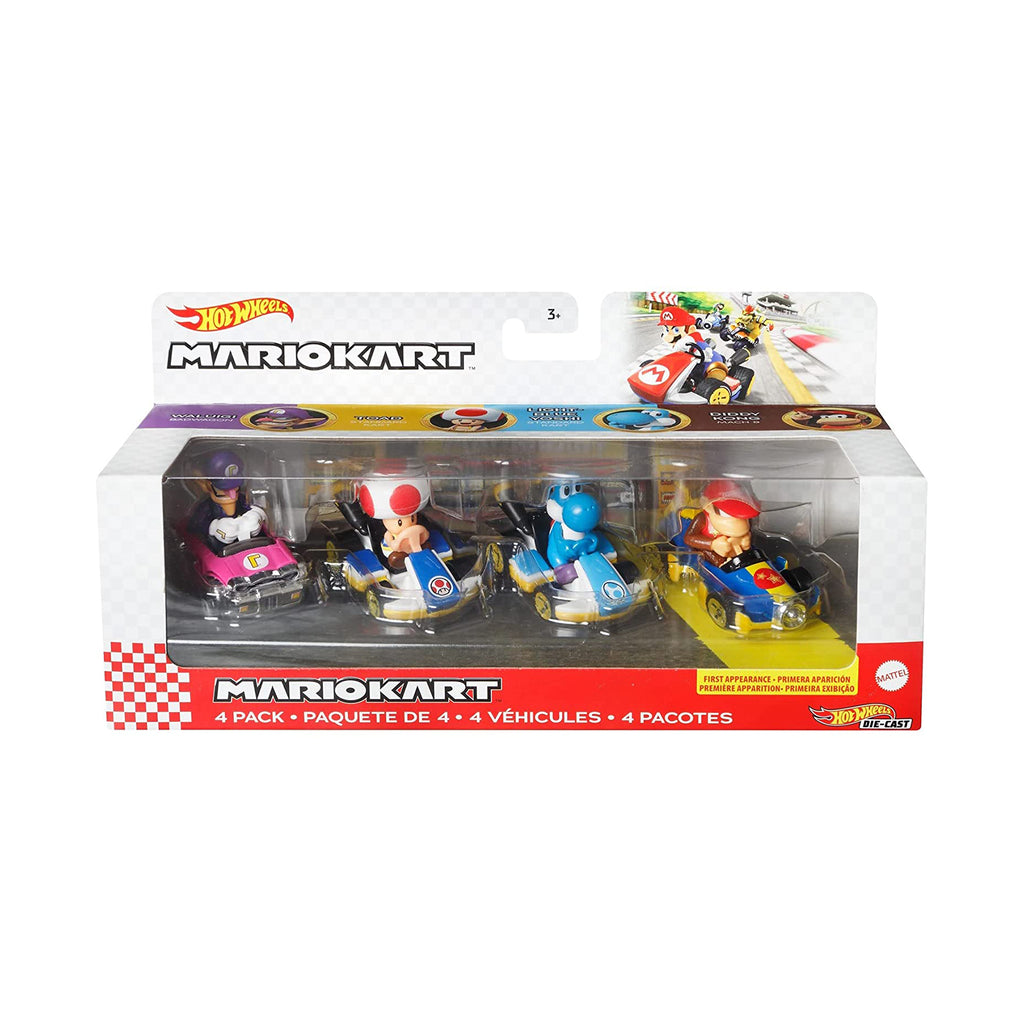 Hot Wheels Mario Kart 4 Pack Waluigi Toad Set