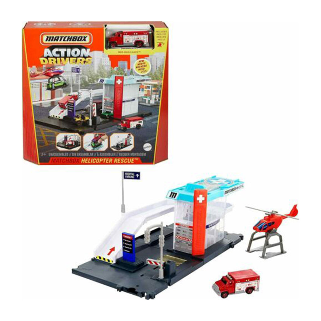 Matchbox Action Drivers Helicopter Rescue Playset