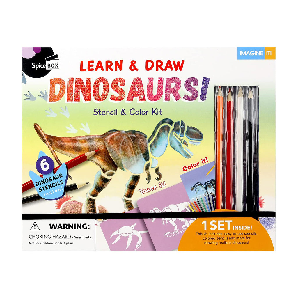 Spice Box Learn And Draw Dinosaurs Stencil And Color Kit